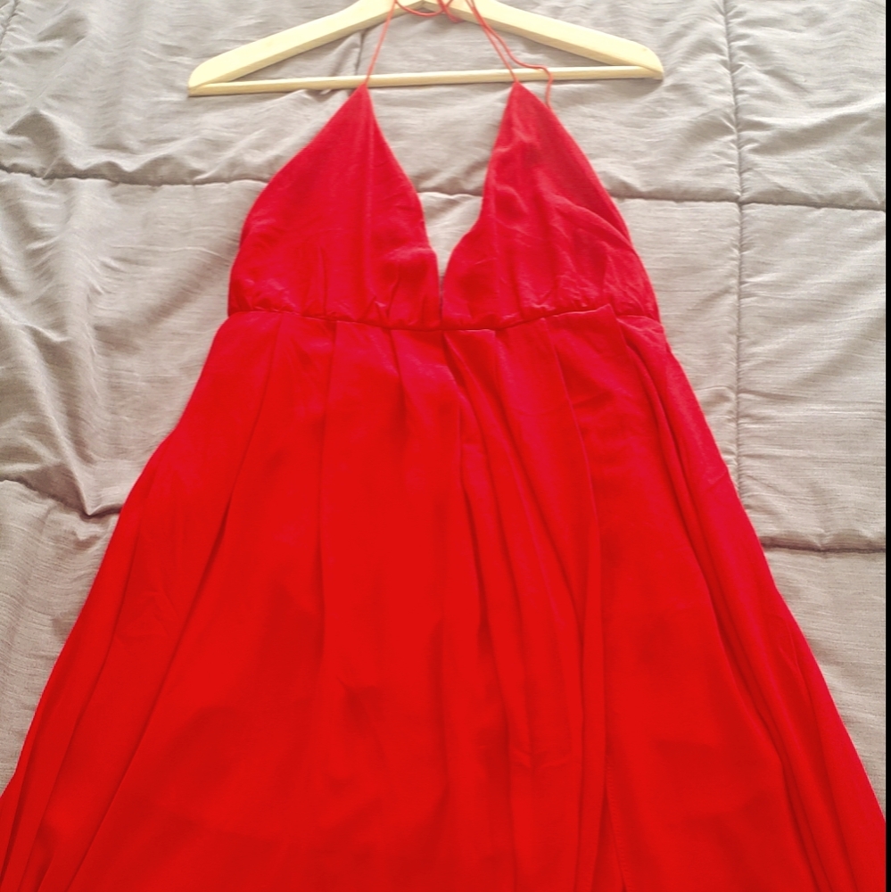 Red Strappy backless dress